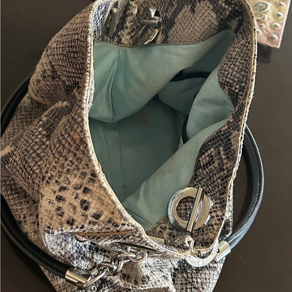 Stylish Python Print Leather Handbag - image 8